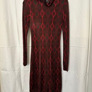 CUSTO BARCELONA Dress Long Sleeve Turtle Neck Red